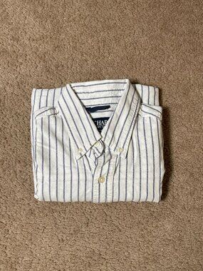 Chaps Small Long Sleeve Stripped Blue/White Shirt